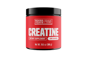 Creatine unflavored dietary supplement in a black jar with a red label, 18.6 oz (380 g) net weight.
